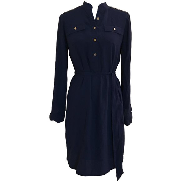 Cache Elegant Navy Silk Dress - Small - Picture 1 of 6